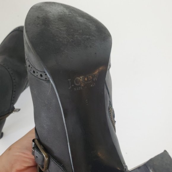 J. Crew charcoal grey leather heeled bootie - Picture 7 of 9